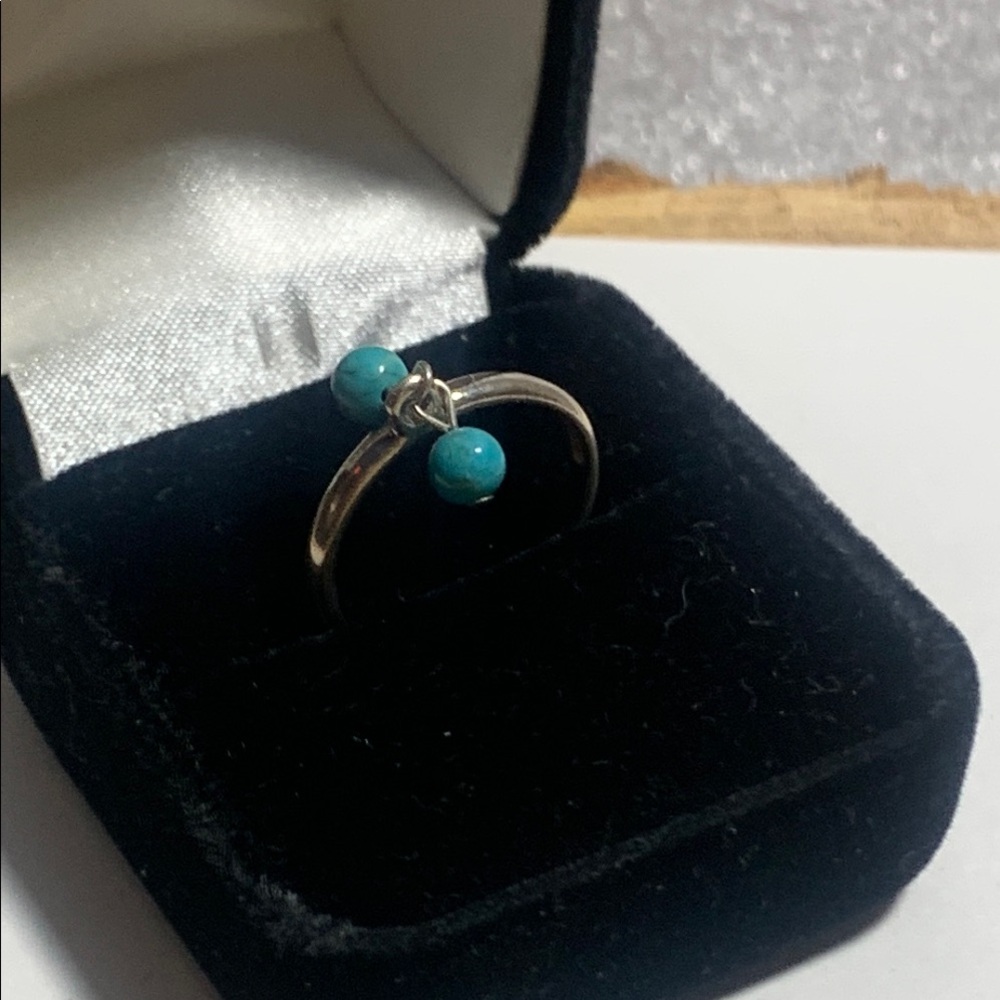 Estate CCO 925  Turquoise Dangling Beads Ring 6”